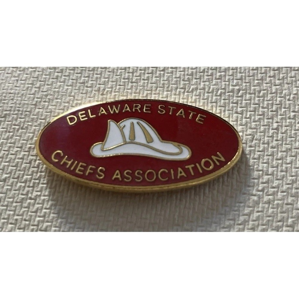 DELAWARE STATE CHIEFS ASSOCIATION HAT LAPEL PIN PIN BACK USED (F0595)